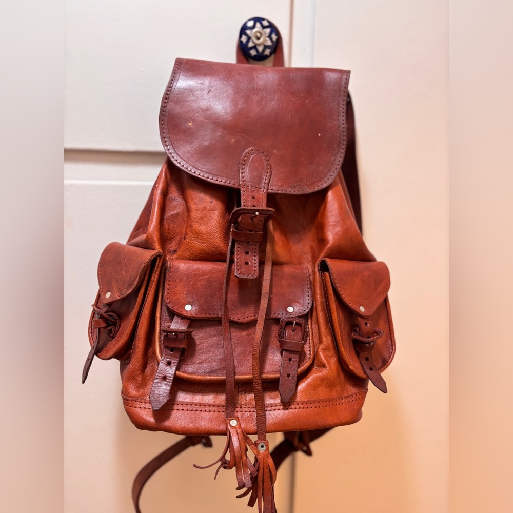 Classic Brown Genuine Leather Backpack